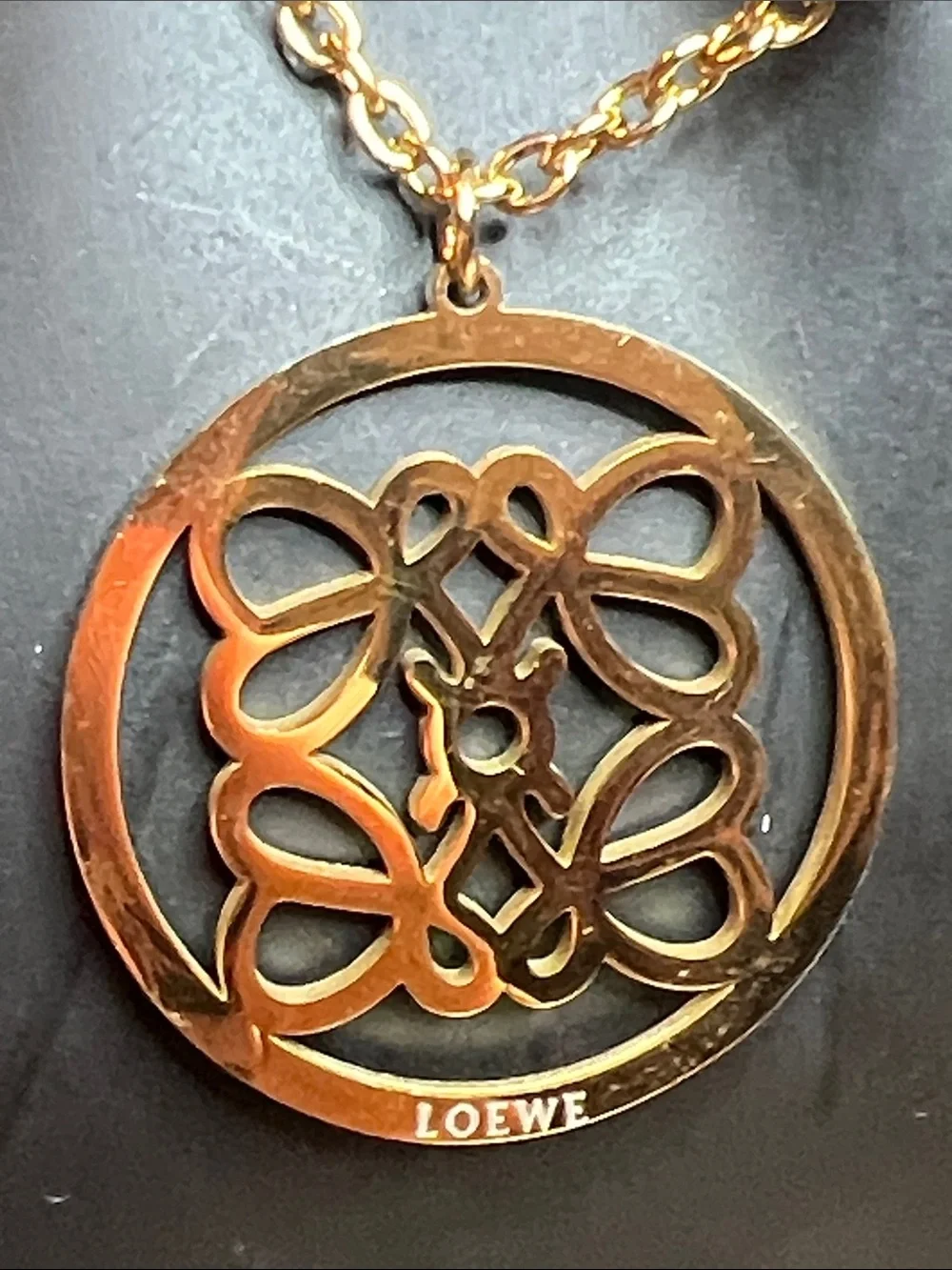 Stainless Steel Gold Anagram Medallion Necklace